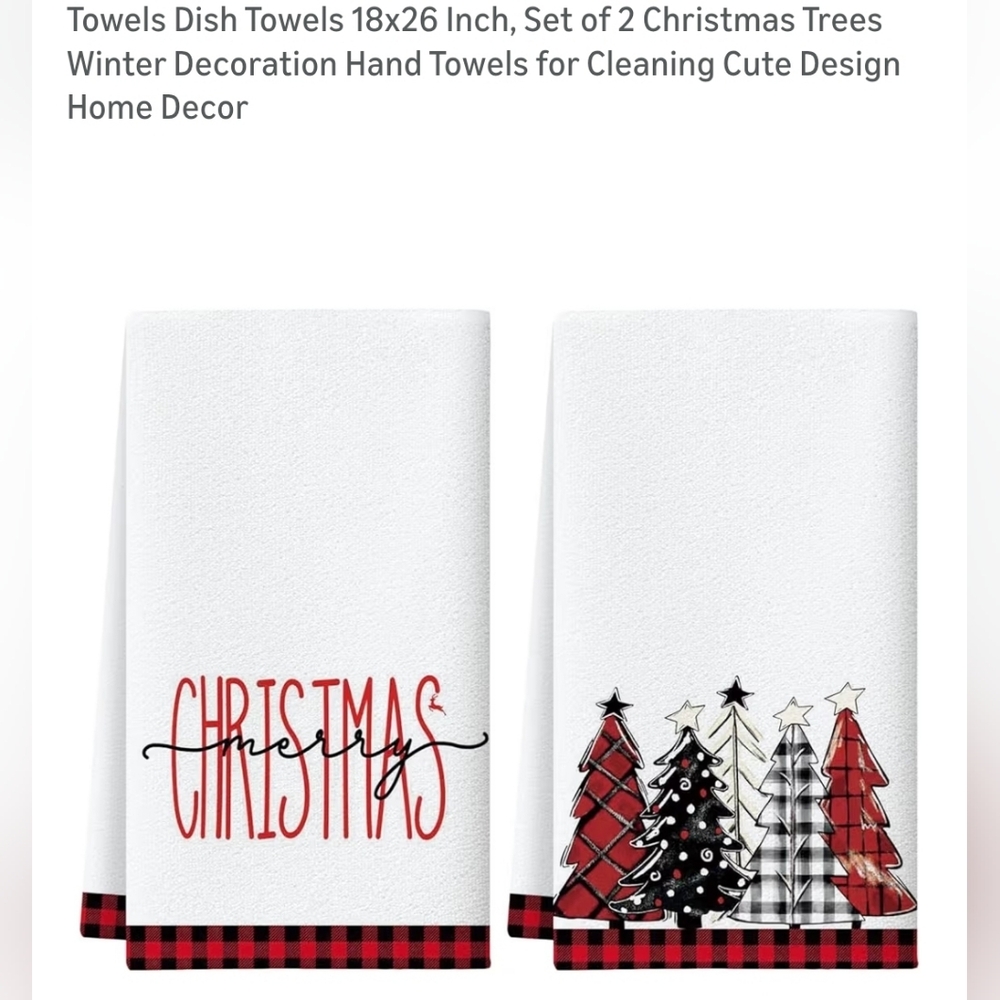 Nwt Christmas Tree Dish Towels Set